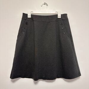 Betabrand A Line Skort Skirt Womens Sz XL Black Knee Length Career Stretch Gray